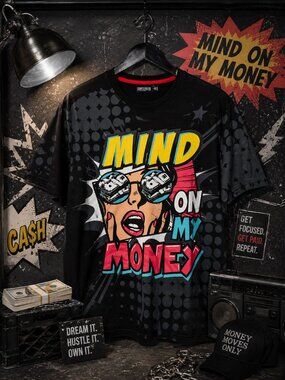 Contender Clothing Comic Pop Art "Mind On My Money" Graphic Tee Black